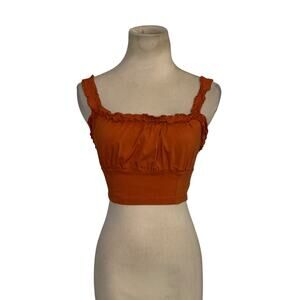 Haute Monde brown cropped tank top blouse size small